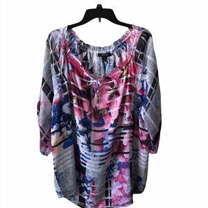Style & Co Floral Semi Sheer Blouse
